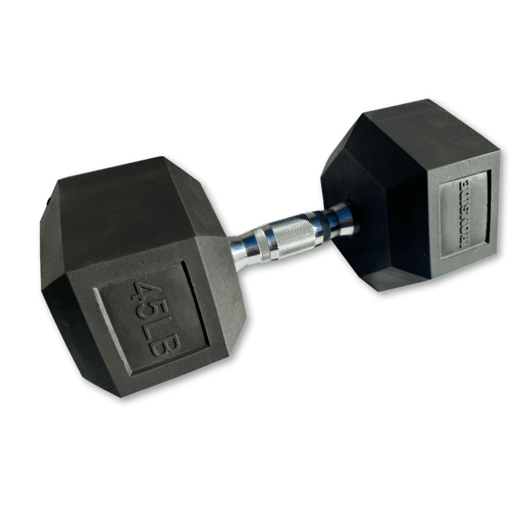 IRONSIDE Rubber Hex Dumbbells 5–100 lb (Single) Dumbbells IRONSIDE FITNESS CANADA 45 Lb (Unit)