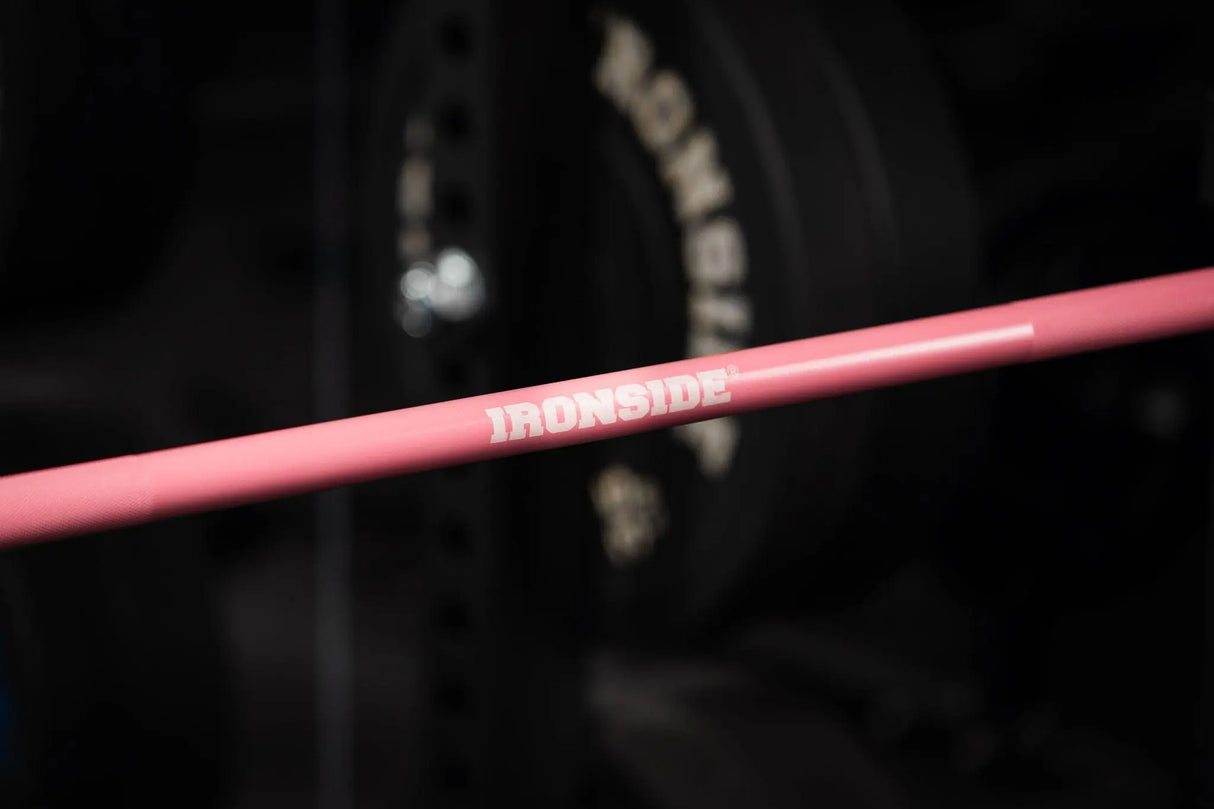 Olympic Barbell – 35 lb – Multipurpose Training Bar – Phoenix (Pink) – IRONSIDE Olympic Barbells IRONSIDE FITNESS CANADA