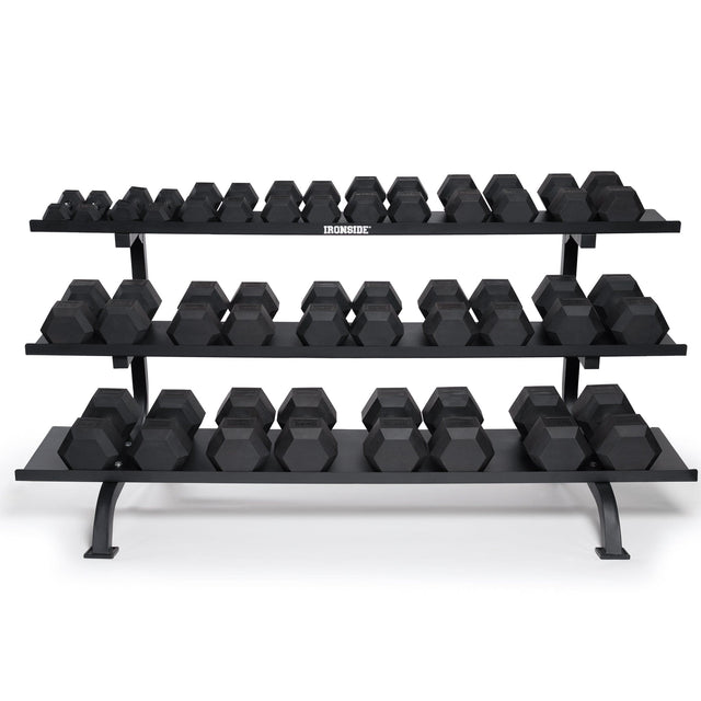 IRONSIDE Hex Dumbbell Set (5–85 lb) + Monster Rack (1530 lb) Dumbbells IRONSIDE FITNESS CANADA