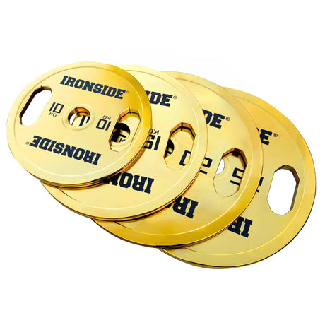 IRONSIDE Gold Chrome Olympic Weight Plates - calibrated steel plate set