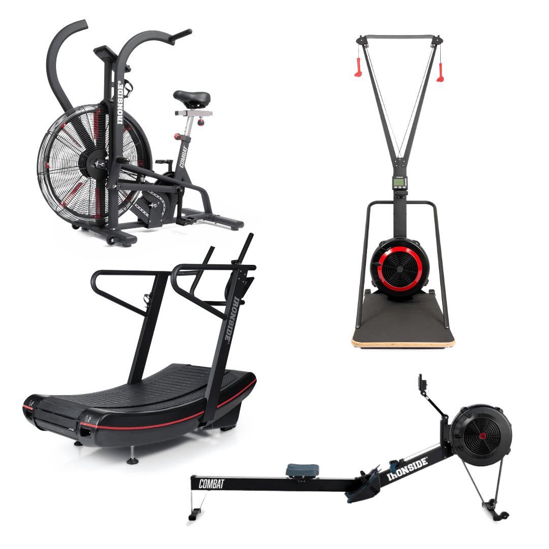 IRONSIDE Curved Treadmill + Air Bike + Rower + Ski Erg Bundle