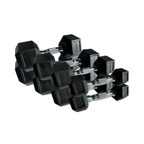 IRONSIDE 100 lb hex dumbbell set, pairs from 5 to 20 lb