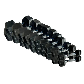 IRONSIDE 550 lb hex dumbbell set, pairs from 5 to 50 lb