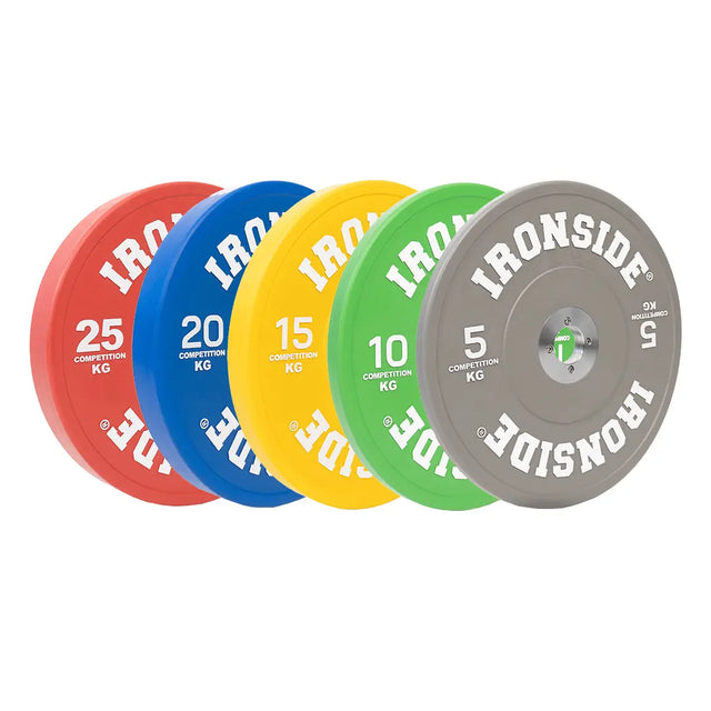IRONSIDE competition Olympic plate set, colour coded 5 kg to 25 kg