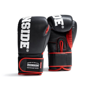 Pair of IRONSIDE black and red training boxing gloves