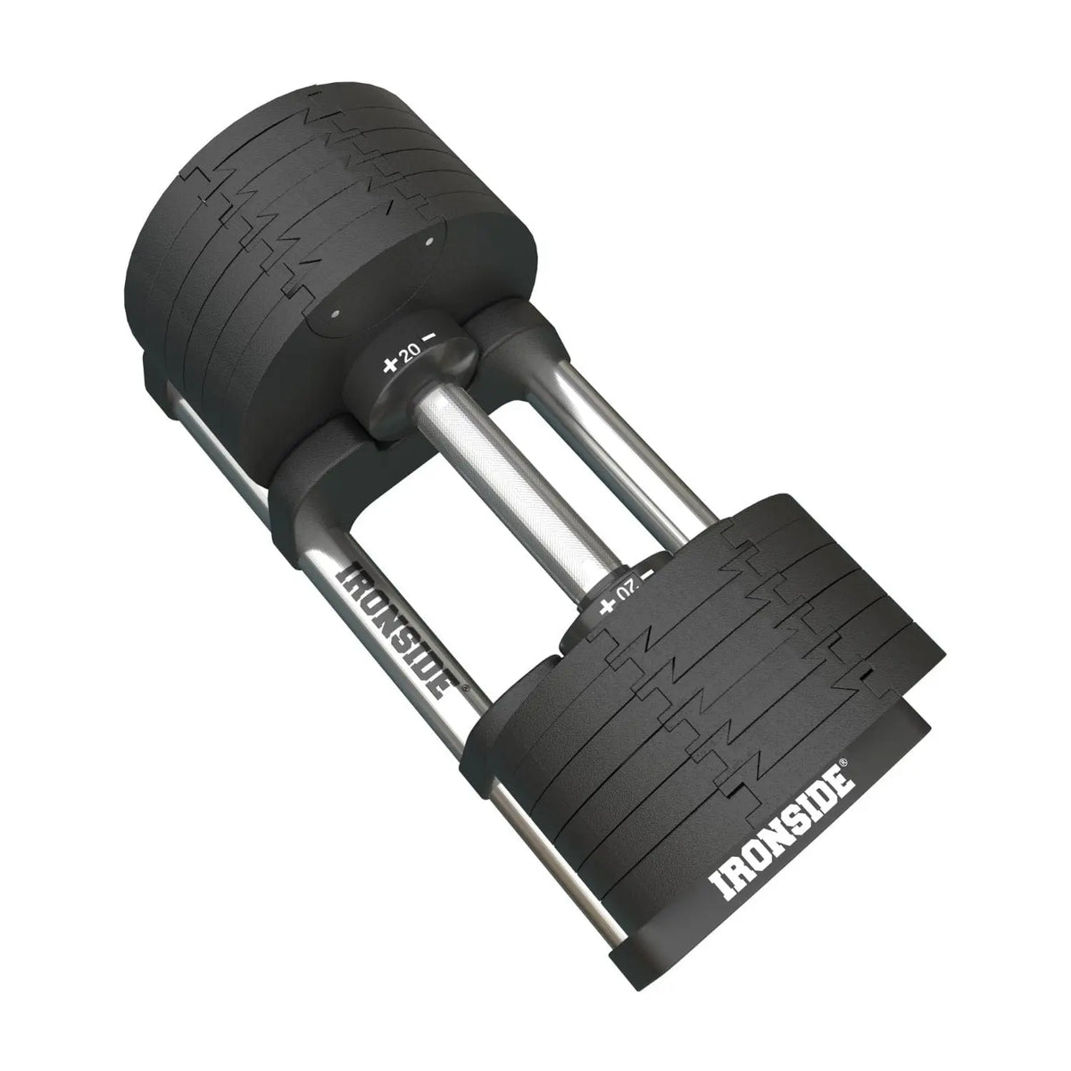 IRONSIDE Block 20 kg adjustable dumbbell, three-quarter view