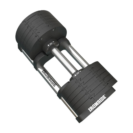 IRONSIDE Block 20 kg adjustable dumbbell, three-quarter view