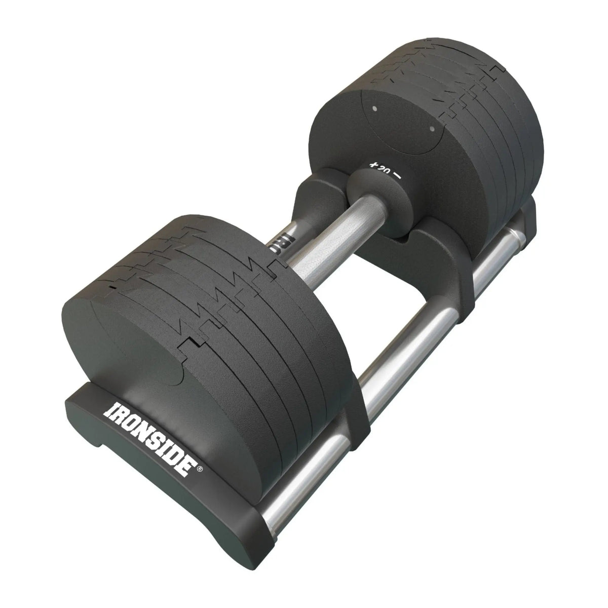 20 kg IRONSIDE Block adjustable dumbbell resting in its tray