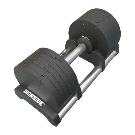 20 kg IRONSIDE Block adjustable dumbbell resting in its tray