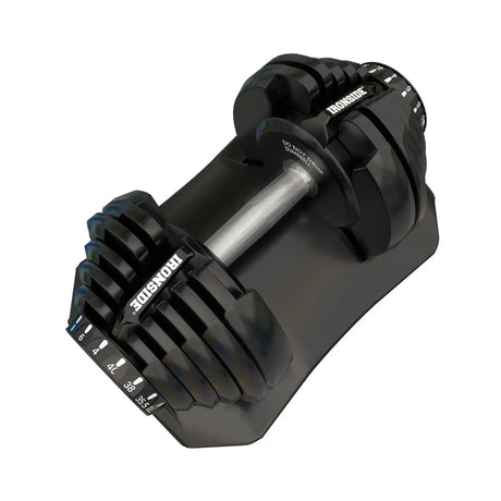 IRONSIDE 40 kg adjustable dumbbell seen from a three-quarter angle