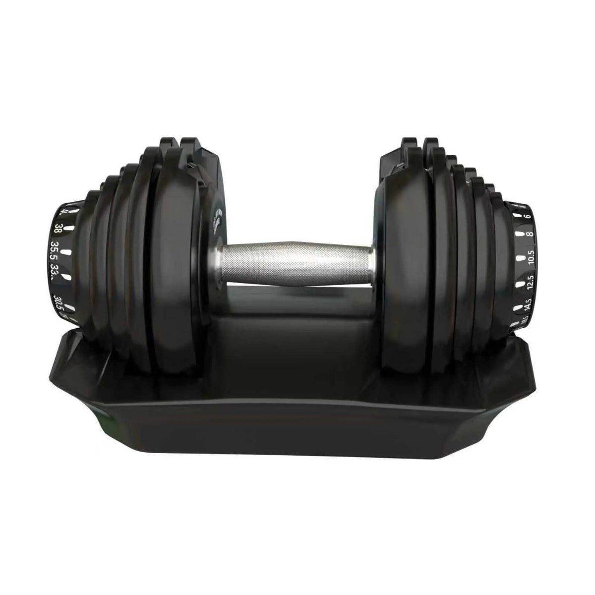 Haltère ajustable IRONSIDE 40 kg de profil, disques empilés