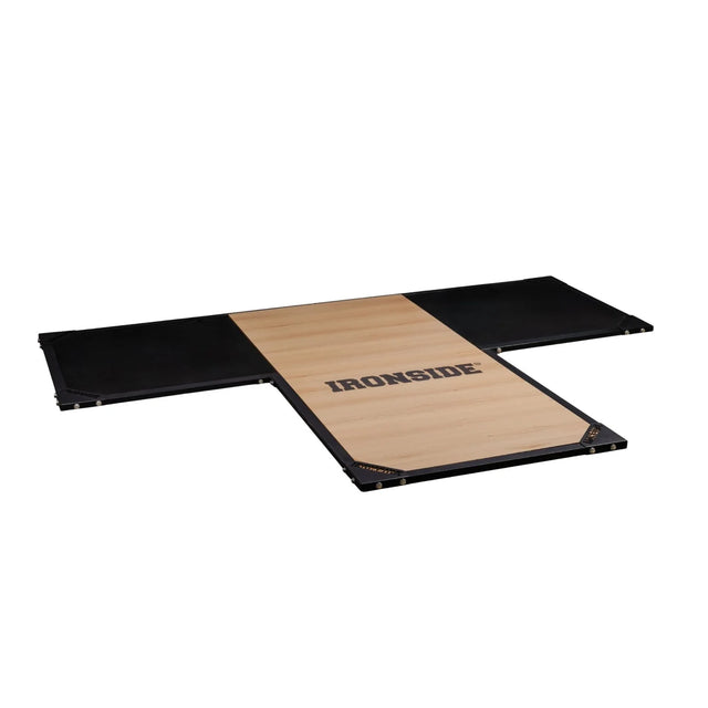IRONSIDE Wooden Platform Floor for Weightlifting — rubber gym flooring for condo and hotel fitness rooms