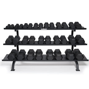 IRONSIDE hex dumbbell set 5 to 85 lb on the 1530 lb Monster rack