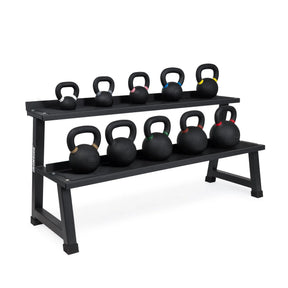 IRONSIDE Premium kettlebell set of 370 lb with its storage rack