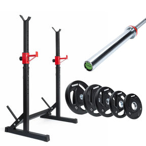 IRONSIDE LITE home gym package with squat stand, barbell and weight plates