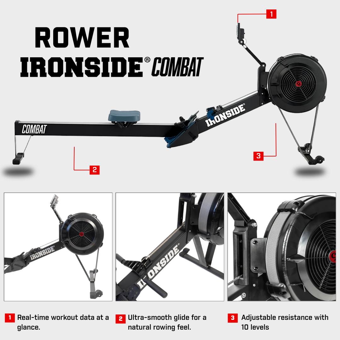 IRONSIDE Rowing Machine + Ski Erg Combo