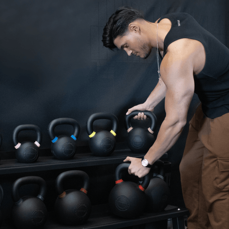 Durable premium kettlebell with flat base for stability
